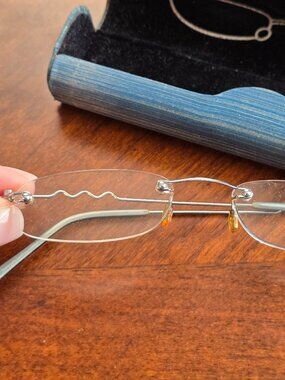 Design Optics Vintage Eye Glasses Rimless Eyeglasses Wire Frame Minimalist GUC.